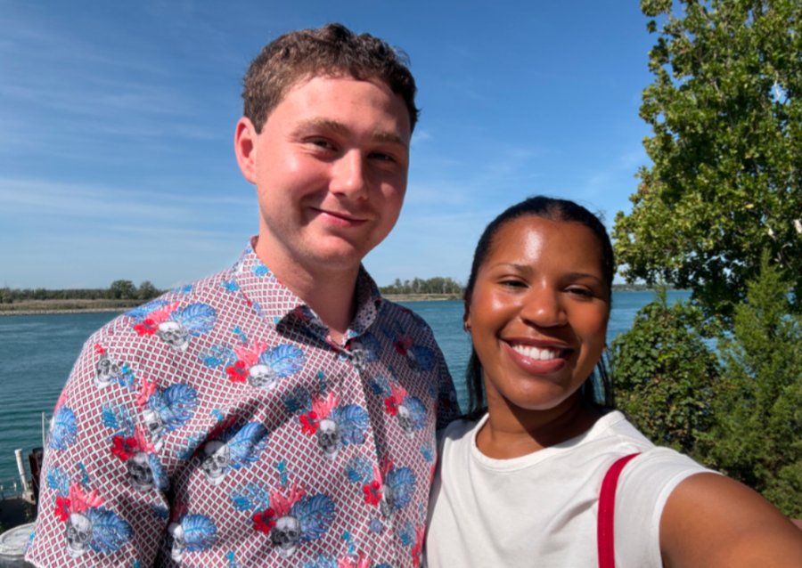 Kevin and his girlfriend on the Detroit River